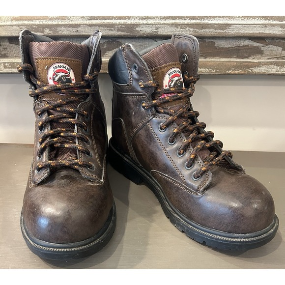 Brahma Boots Mens Size 7 Work Steel Toe Safety Brown Leather ASTM F2413-18 - Picture 1 of 9